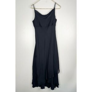Ann Taylor Women's Y2K Silk Cowl Neck Sleeveless midi Dress Black Size 4